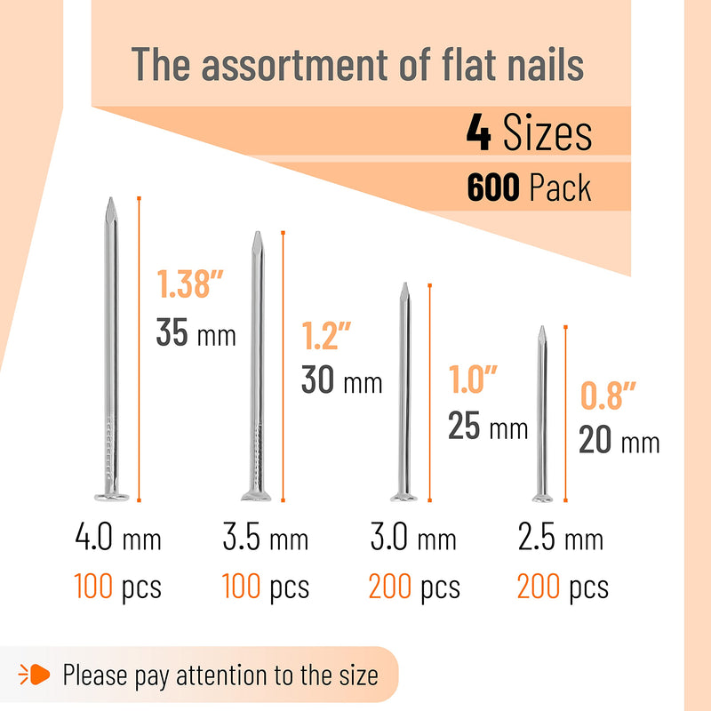 [Australia] - Mr. Pen- Nail Assortment Kit, 600pc, Small Nails, Nails, Nails for Hanging Pictures, Picture Hanging Nails, Finishing Nails, Hanging Nails, Picture Nails, Wall Nails for Hanging, Pin Nails 