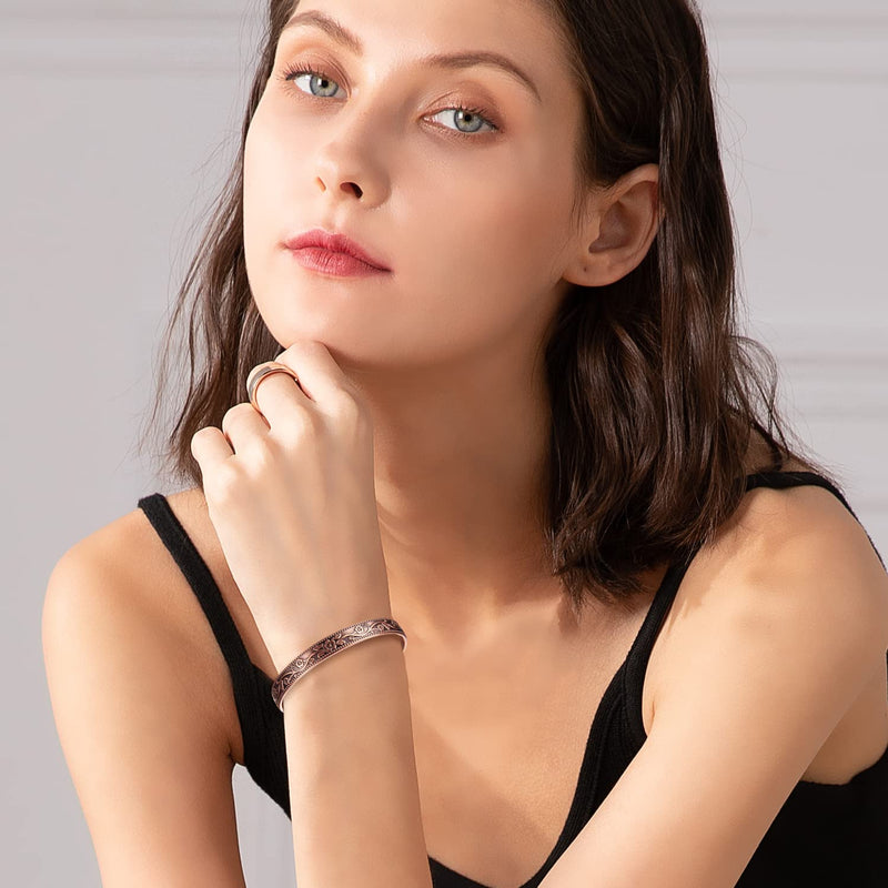 [Australia] - MagEnergy Copper Magnetic Bracelet for Women, 99.99% Pure Copper Cuff Bangle with 3500 Gauss Magnets, Adjustable Brazaletes with Jewelry Box (Copper) 
