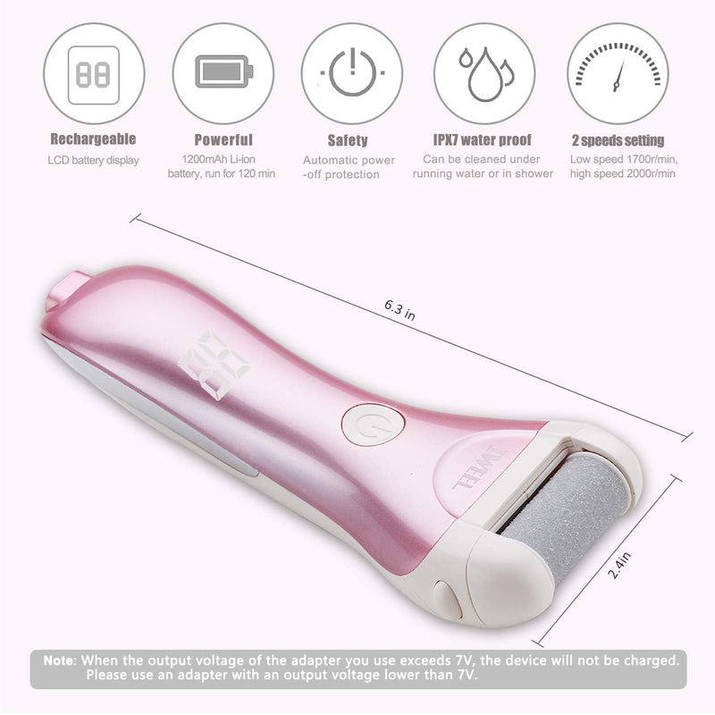 [Australia] - Electric Foot File, Rechargeable Callus Remover for Feet Hard Skin Remover Pedicure Tools kit Electronic Waterproof Callus Shaver for Cracked Heels Thick Callous Dead Skin with 3 Roller Heads Pink 