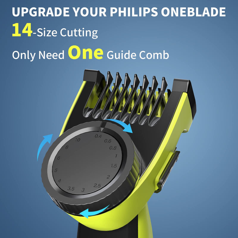 [Australia] - YINKE Adjustable Guide Comb Body Skin for Philips OneBlade QP2520 QP2530 QP2620 QP2630,14 Length Settings (0.4 to10mm) Face Hair Clippers Beard Trimmer Precision Replacement Black 