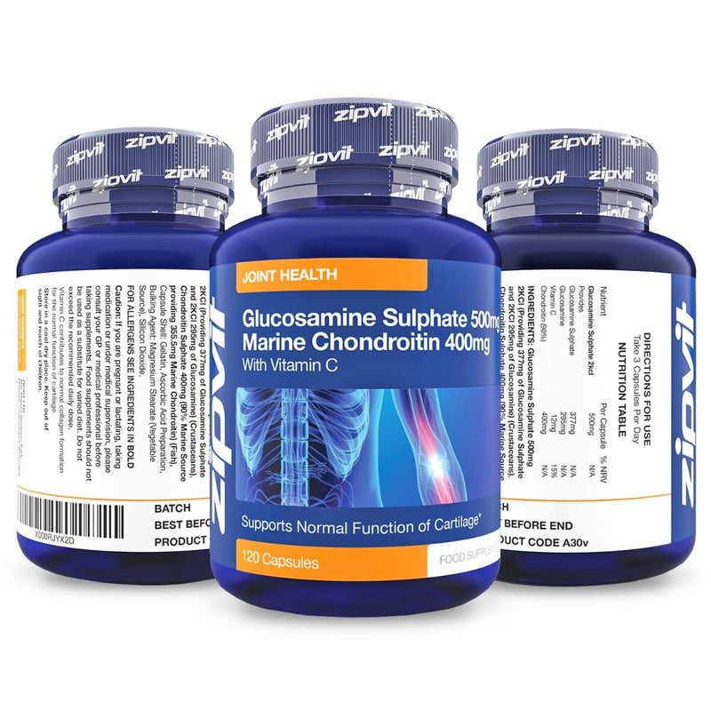 [Australia] - Glucosamine and Chondroitin high Strength, 120 Capsules. Glucosamine and Chondroitin Capsules with Vitamin C Joint Care Supplement. 