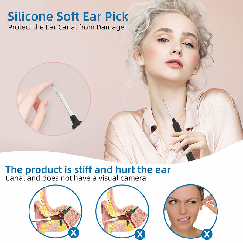 [Australia] - VITCOCO Ear Wax Removal Kit Ear Camera 1296P High-Definition Earwax Cleaner Portable USB Charging Visible 6 LED Otoscope for Android, iPhone, Ipad Black 