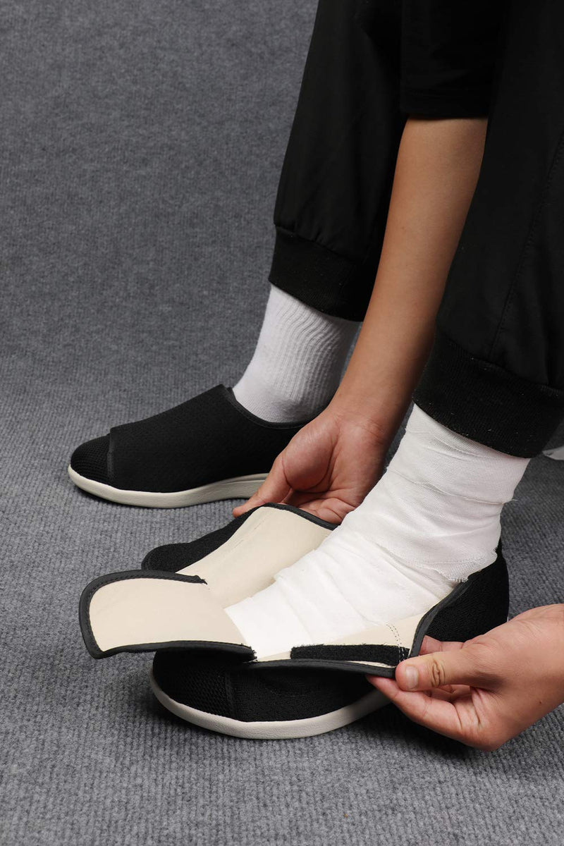 [Australia] - strywoik Women's Wide Width Shoes - Walking Adjustable Wide Comfort Women’s Diabetes Shoes for Diabetic Edema Plantar Fasciitis Bunions Arthritis Swollen Feet 8 Wide Full Black 