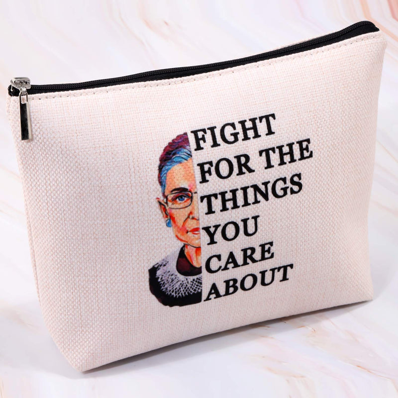 [Australia] - PXTIDY NOTORIOUS RBG Makeup Bag Fight For The Things You Care About Cosmetic Makeup Bag Court Makeup Bag Women's Inspirational Gifts Lawyer Gift Law School Cosmetic Bag(beige) beige 