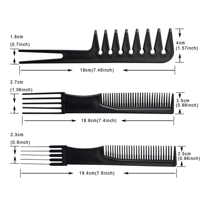 [Australia] - 10PCS Black Hair Comb Set Professional Salon Hairdressing Styling Comb Set Multifunction Anti-Static Barbers Brush Combs Set for Women Men Kids 
