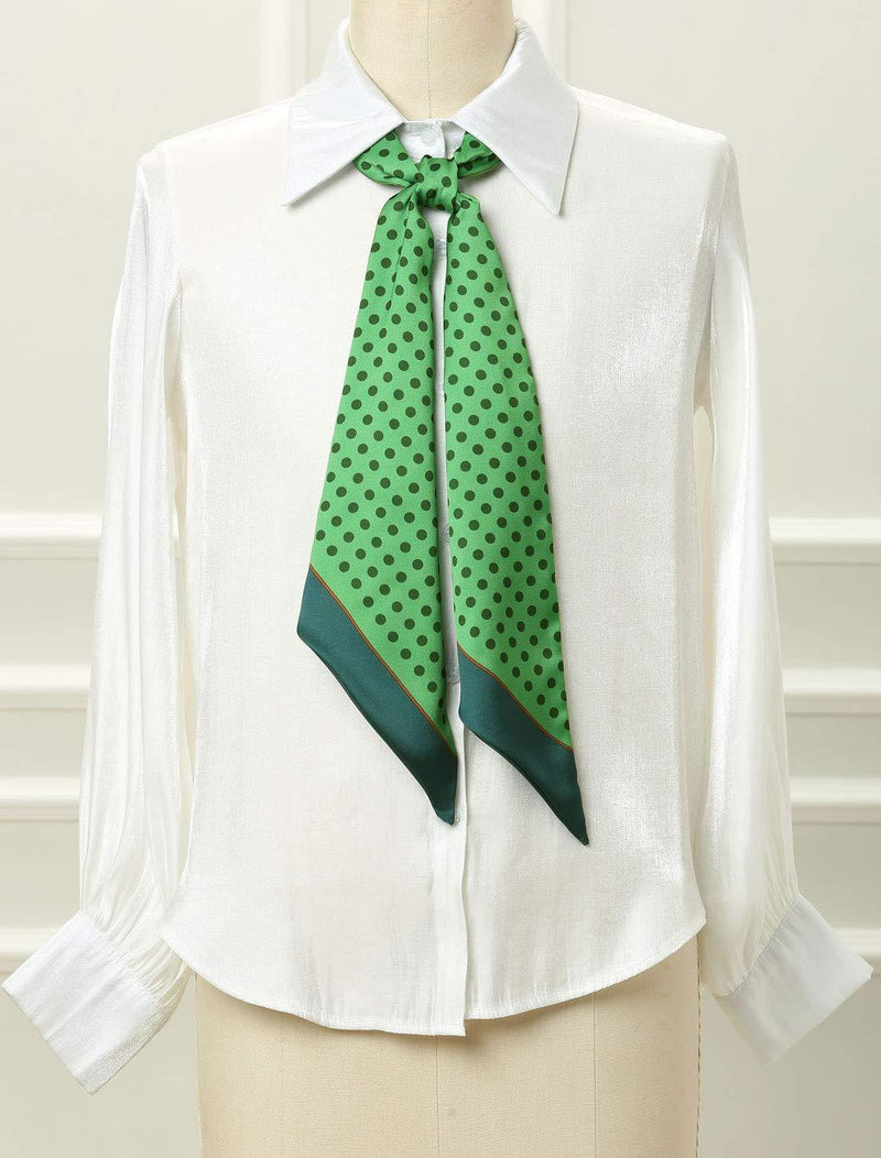 [Australia] - sourcing map Women Polka Dots Skinny Scarf Neck Scarves Double Sided Print Neckerchief Hairband 150 x 13cm / 59.06 x 5.12 inches(L*W) Green 