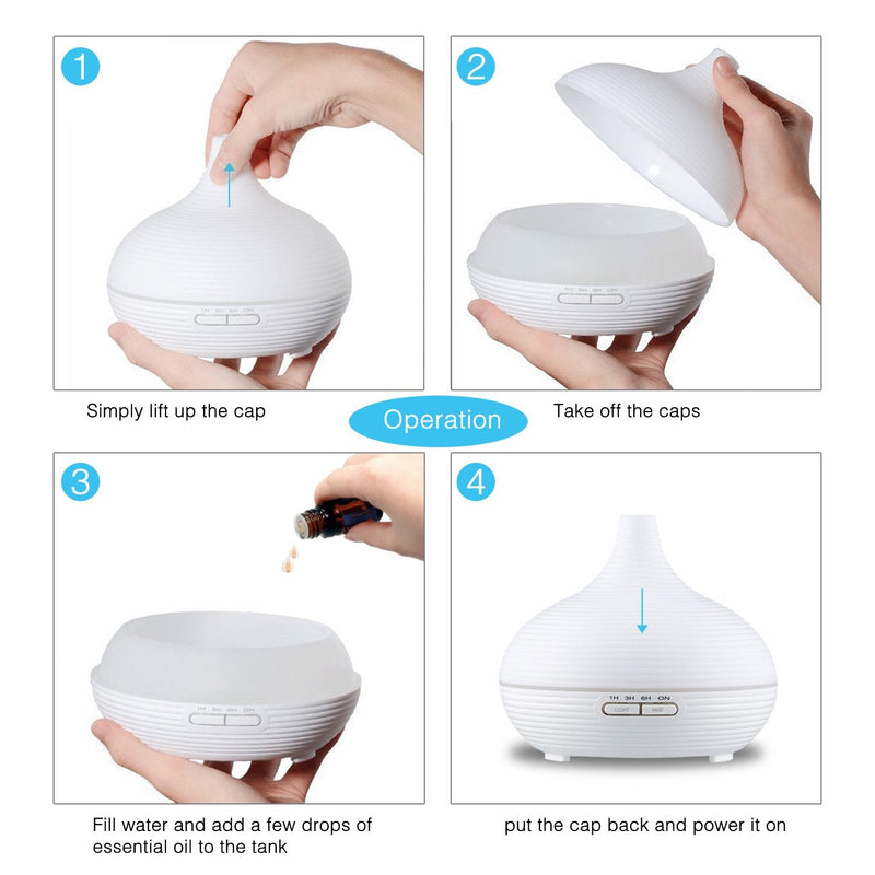 [Australia] - Sensky SK554 Aroma Diffuser 300ml Essential Oil Diffuser Electric Ultrasonic Humidifier Aromatherapy Cool Mist Humidifiers Color Changing Air Purifier 