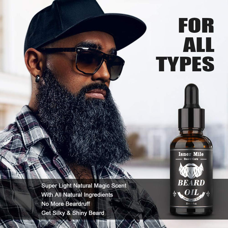 [Australia] - Isner Mile 2 Pack Beard Oil for Men with Castor Oil Serum Conditioner Light Magic Scent, 100% Pure Natural Premium Beard Growth Oil to Cure Beard Itch, Soften, Moisturizing & Strengthen Mustache 1 
