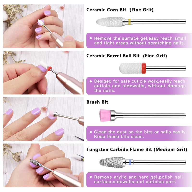 [Australia] - Nail Drill Bits,Morgles 10Pcs 3/32''Nail Drill Bits Set Nail Cuticle Drill Bits for Acrylic Diamond Carbide Nail Drill Bit for Manicure Pedicure,Home Salon Use (Rainbow) 