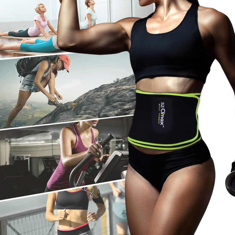 [Australia] - SYXUPAP Waist Trimmer - Waist Trainer Neoprene Sauna Sweat Belt, Back Support, Best Abdominal Fitness Trainer for Men & Women - Running and Workout Green 