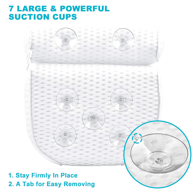 [Australia] - Idle Hippo Bath Pillow Spa Bathtub Pillow with 4D Air Mesh Luxury Bath Pillow with 7 Powerful Suction Cups Head, Back, Shoulder and Neck Support for Hot tub, Jacuzzi and All Bathtub 4D Mesh Bath Pillow 