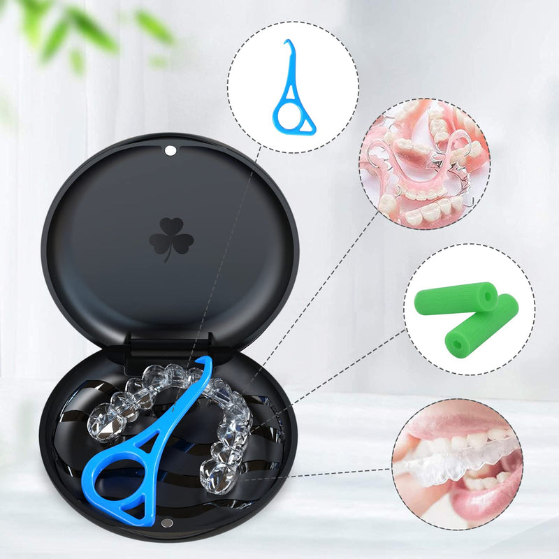 [Australia] - Retainer Case, ARGOMAX Aligner Case, 2 Piece Braces Box, Black Orthodontic Box (Also Suitable for Aligner Removal Tool, Aligner Chewies, Orthodontic Wax and Other Dental Products). 