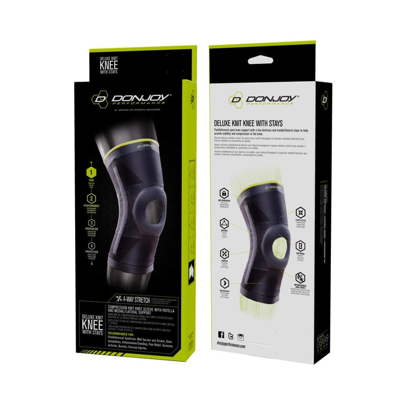 [Australia] - DonJoy Performance Deluxe Knit Knee Sleeve With Stays and Buttress - Mid-Level Support Knee Brace for PFPS, Sprains, Instabilities - Large 