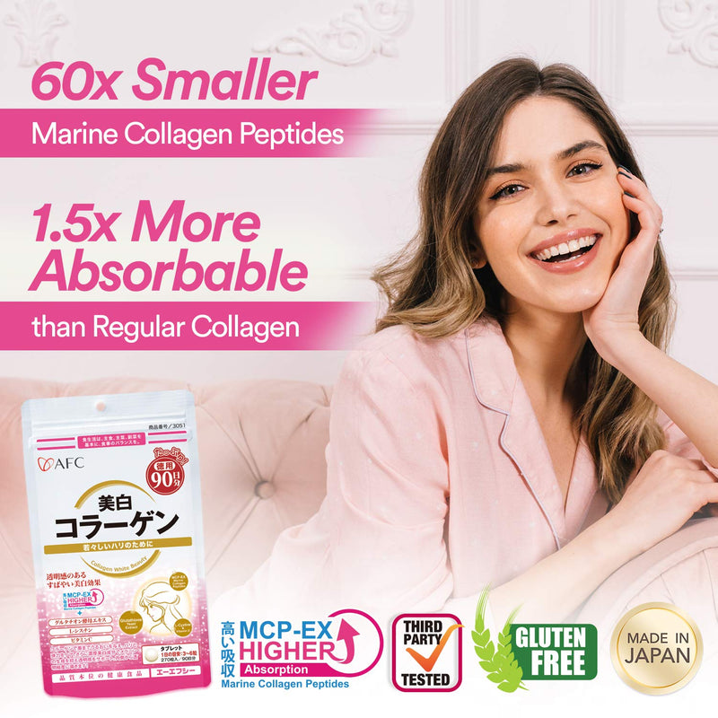 [Australia] - AFC Japan Collagen White Beauty with Marine Collagen Peptide, Glutathione, L-Cystine - 1.5X Better Absorption Than Other Collagen ‚Äì for Skin Firmness & Whitening‚Äì 90 Days Supply's 