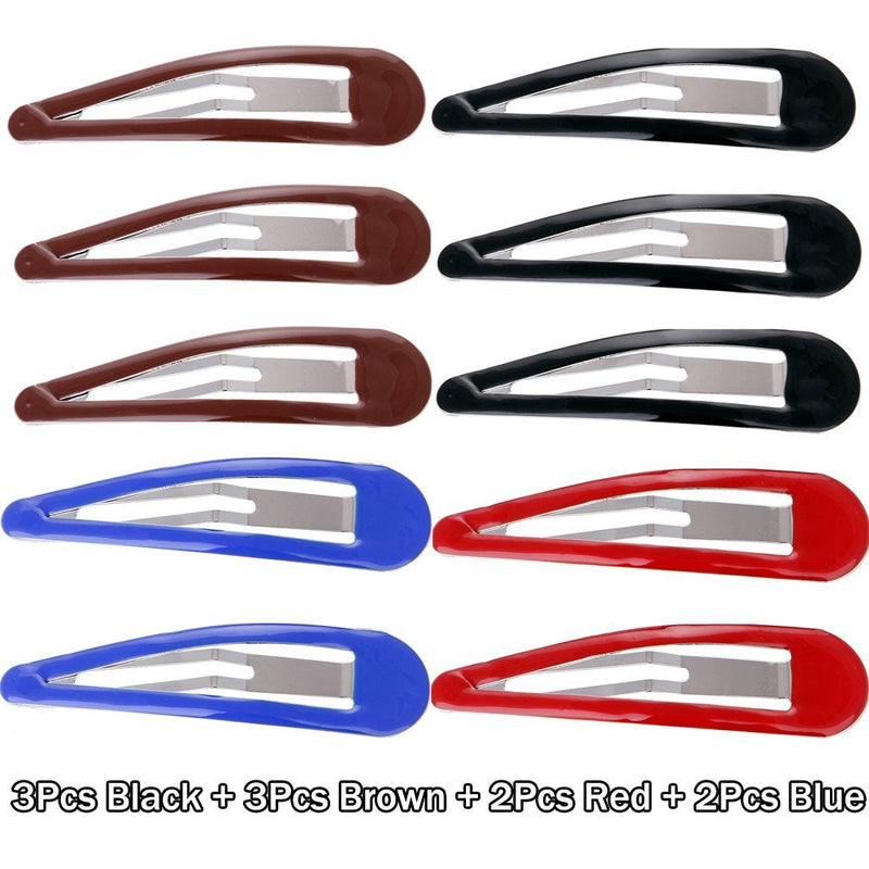 [Australia] - LONEEDY Pack of 10 Large Metal Stoving Varnish Hair Snap Clips,3.5 inch Long No-slip Hair Clips Barrettes For Women and Girls (mixed color) 