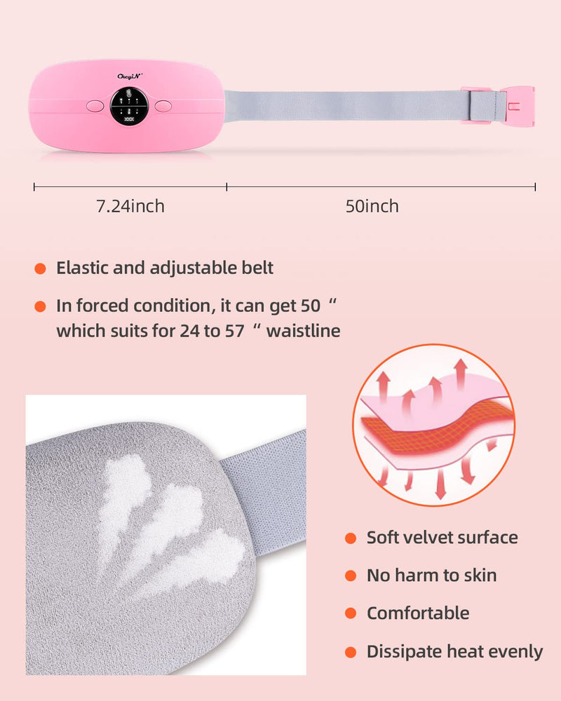 [Australia] - CkeyiN Menstrual Heating Pad, Portable Electric Waist Belt with 3 Heat Levels and 3 Vibration Massage Modes Fast Heating Wrap Belt for Cramps Back Pain Relief Women and Girl 