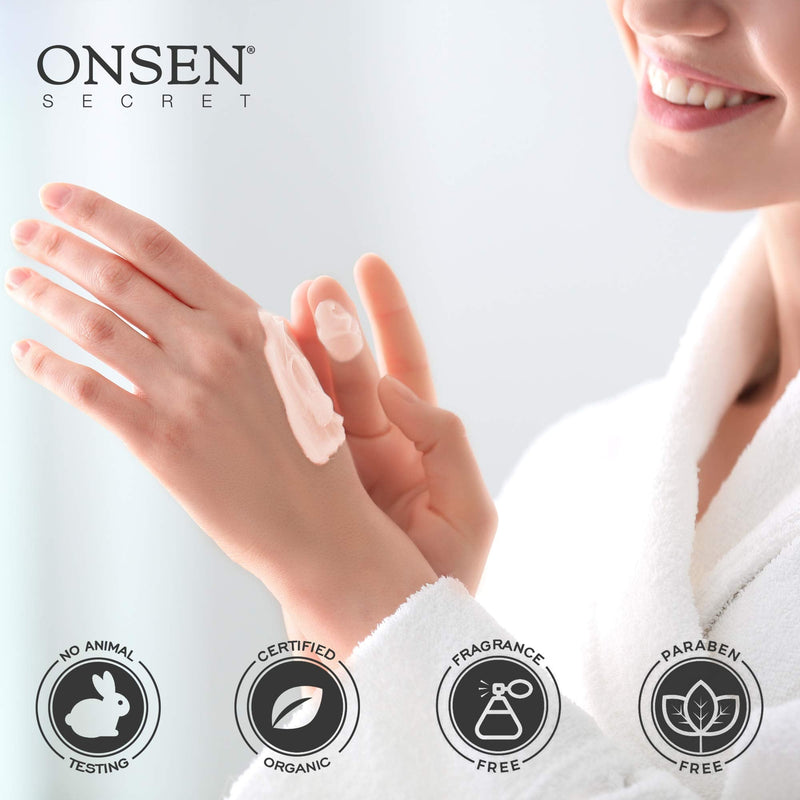[Australia] - Onsen Japanese Anti Aging Hand Cream - Firming Hand Lotion Features Pagoda Flower Enzyme, Wasabi Extract Infusion, Hyaluronic Acid, and Shea Butter, for Clarified and Moisture Rich Skin (4.5 Oz) 
