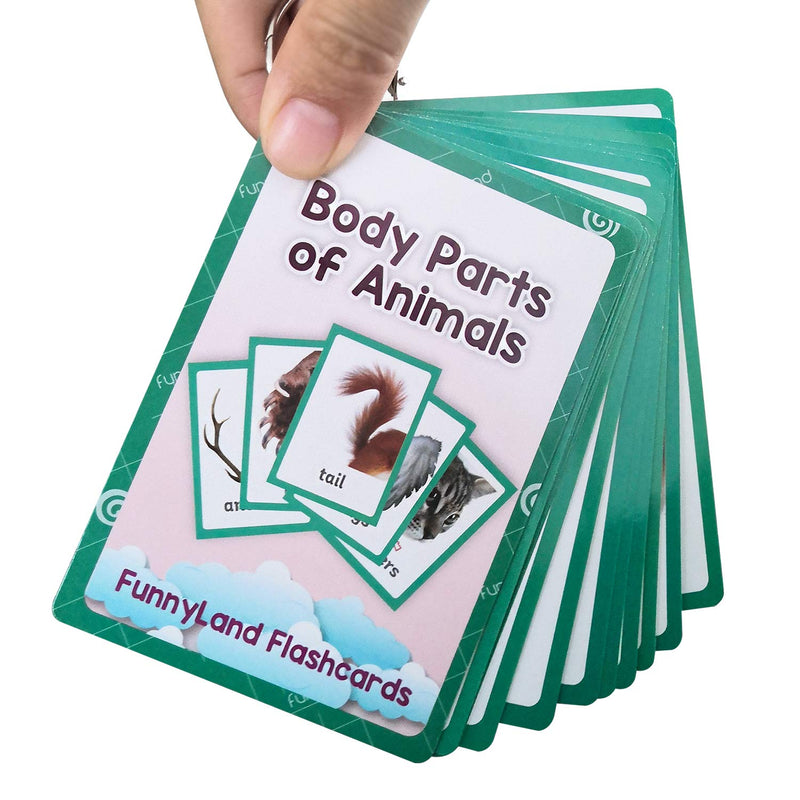 [Australia] - Wild/Farm/Sea Animals Body Parts Learning English Flash Cards Kids Montessori Toys Baby Cards Child Pocket Card Pre-Kindergarten Wild/Farm/Sea Animals Body Parts 