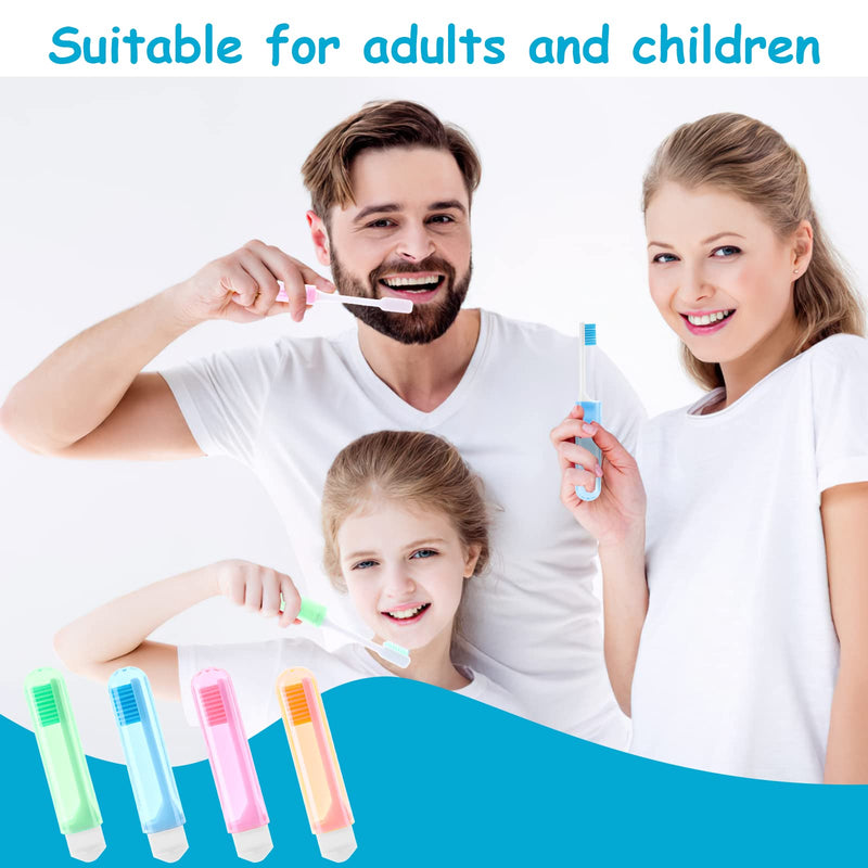 [Australia] - Travel Toothbrush - Vaktop 4PCS Portable Folding Toothbrush with 2 Combs, Reusable Soft Bristle Travel Toothbrush - Suitable for Travelling, School Use, Camping, Home 