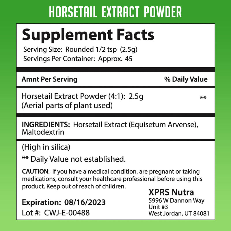 [Australia] - XPRS Nutra Horsetail Extract Powder for Hair, Nail, and Bone Growth - High Potency Horsetail Root Powder - High Silica Content for Maximum Growth - Vegan Friendly Horstail Extract (4 oz) 4 Ounce 