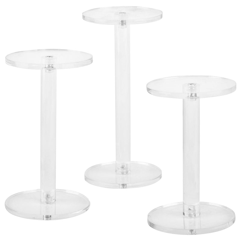 [Australia] - MyGift Set of 3 Clear Round Acrylic Jewelry/Watch Display Pedestal Riser Stands 
