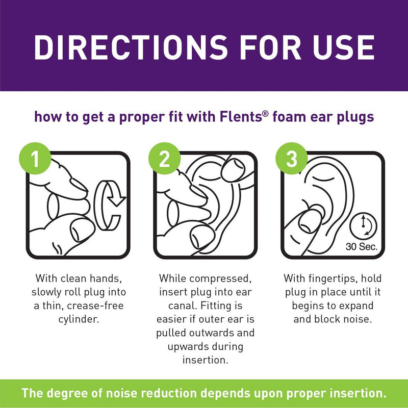 [Australia] - Flents Foam Ear Plugs, 10 Pair with Case for Sleeping, Snoring, Loud Noise, Traveling, Concerts, Construction, & Studying, NRR 33, Purple, Made in the USA 10 Count (Pack of 1) 