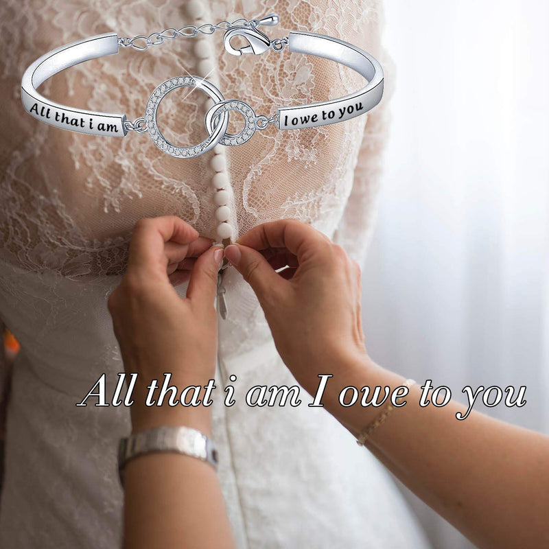 [Australia] - TIIMG Mom Bracelet All That I Am I Owe to You Wedding Gift Mother of Groom Gift from Daughter Or Son 