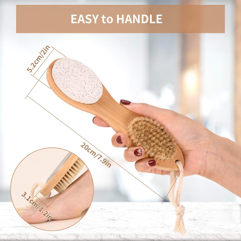 [Australia] - KALESUKI Foot File Callus Remover, Multi-purpose 4 in 1 Feet Pedicure Scrubber Exfoliator Tools with Foot Care Bristle Brush, Pumice Stone, Mental Foot Rasp, Sand Paper and Bamboo Handle 