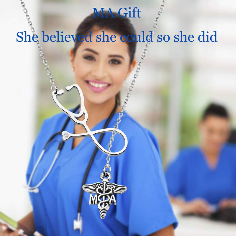 [Australia] - Lywjyb Birdgot MA Medical Assistant Gift Medical Assistant Graduation Gift She Believed She Could So She Did Keychain Med School MA Graduation Gift MA Y-Necklaces 