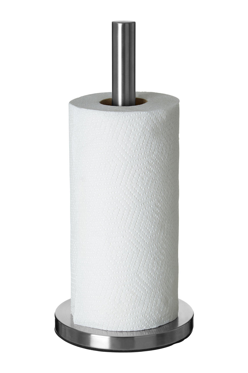 [Australia] - Premier Housewares 511187 Brushed Sleek Kitchen Roll Holder Free Standing Vertical Paper Towel Stand Stainless Steel With Base 33 x 15 x 15 , Silver 