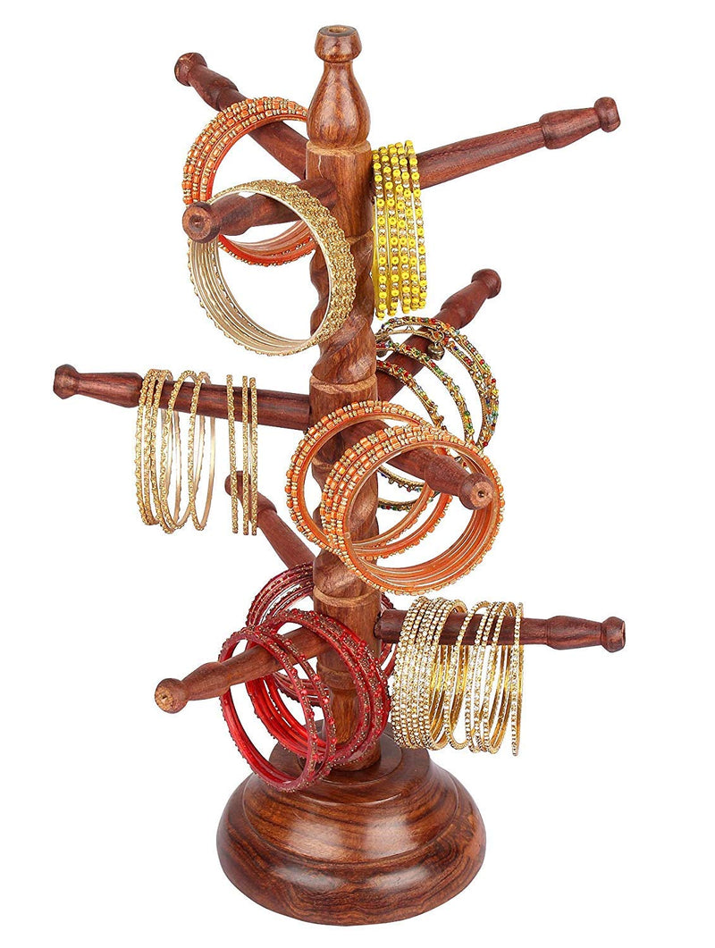 [Australia] - Indian Crafts Idea Decor Sheesham Wood Bangles Stand,Bangle Hanger,wood handers,9 Rod Bracelet Stand, Jewelry Display Stand Tower for Necklace, Bangle Storage Organizer,Bangle bracelet display stand 