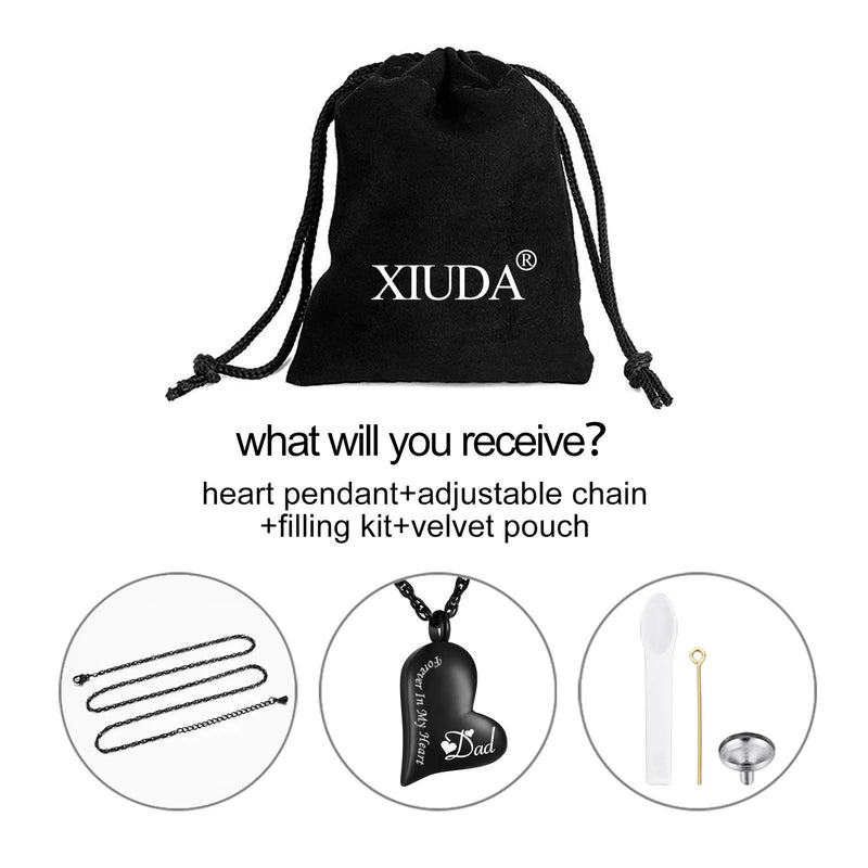 [Australia] - XIUDA Urn Necklace for Ashes Forever in My Heart Pendant Cremation Necklace Stainless Steel Ashes Jewelry for Dad Mom 