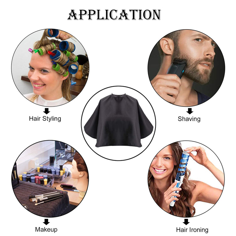 [Australia] - Noverlife Black Makeup Cape, Chemical & Water Proof Beauty Salon Shorty Smock for Clients, Lightweight Comb-out Beard Apron Shortie Makeup Bib Styling Shampoo Cape for Makeup Artist Beautician 