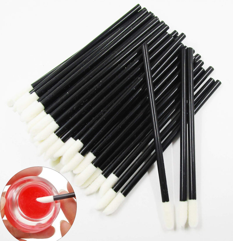 [Australia] - 200 PCS Disposable Lip Brushes Mascara Wands Cosmetic Lipstick Wands Makeup Applicators Eyelash Brushes Tool Kits… (200pc, Black White) 200pc 