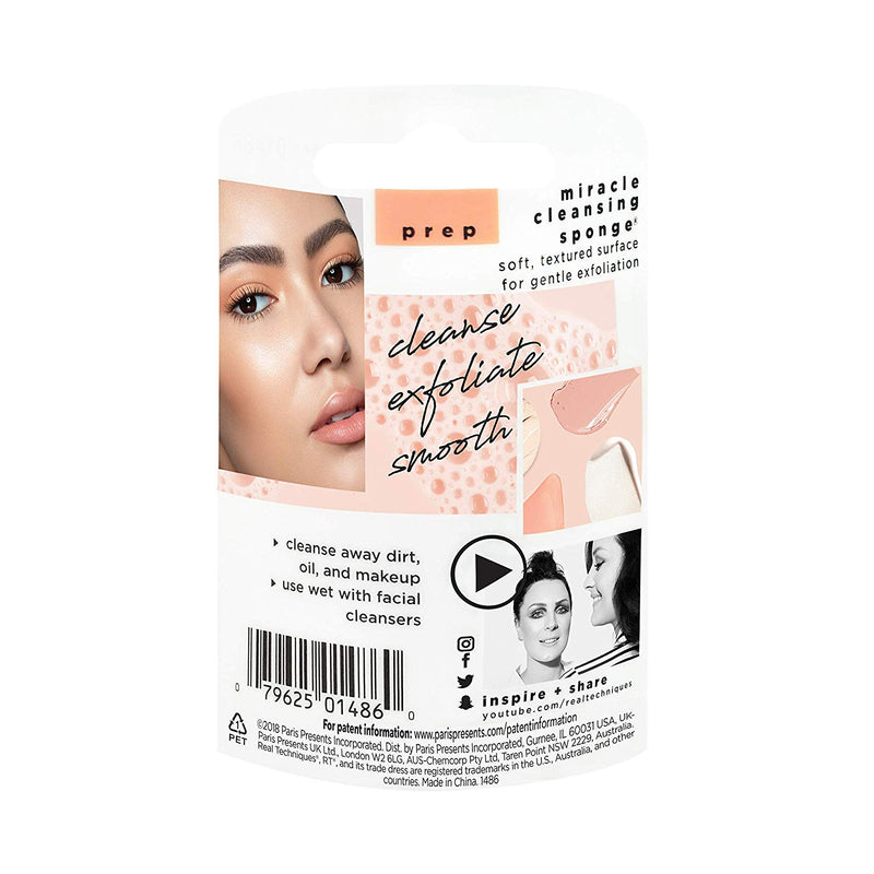 [Australia] - Real Techniques Cruelty Free Miracle Cleansing Sponge, Perfect Pre-Makeup Cleanser for Flawless Makeup Application, Gently Exfoliating away Dirt & Oil, Latex Free (Packaging May Vary) 