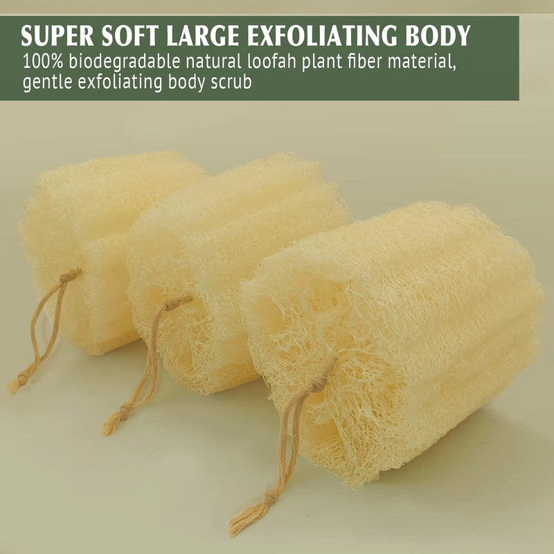 [Australia] - Natural Shower Loofah Sponge, Bath Exfoliating Loofa Body Scrubber, 5.5 ‚ÄúSoft and Easy Foaming Spa Lufa Sponges (3 pack) 