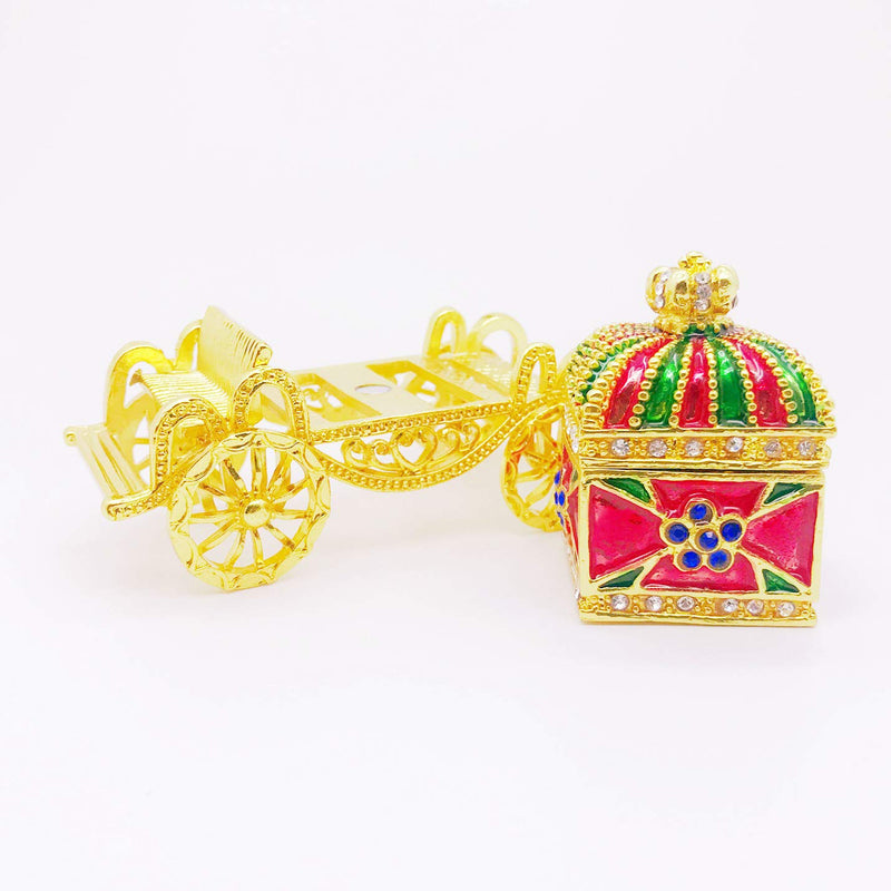 [Australia] - Gishima Decorative Royal Carriage Figurine Trinket Box Hand-Painted Enameled Collectible Hinged Trinket Jewelry Box 