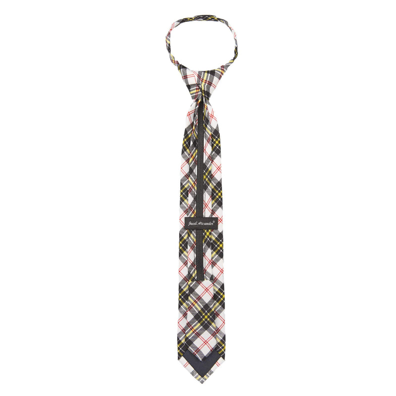 [Australia] - Jacob Alexander Boys' Royal Tartans Plaid 14-inch Zipper Neck Tie Black/White 