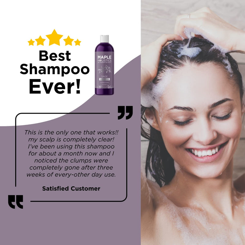 [Australia] - Vitamin Shampoo for Dandruff + Hair Loss - Anti Dandruff Sulfate Free Treatment for Healthy Scalp + Hair Growth - Anti-Aging Damage Repair with Sage - Relieve Itching Flaking Dry Skin + Thinning Hair 