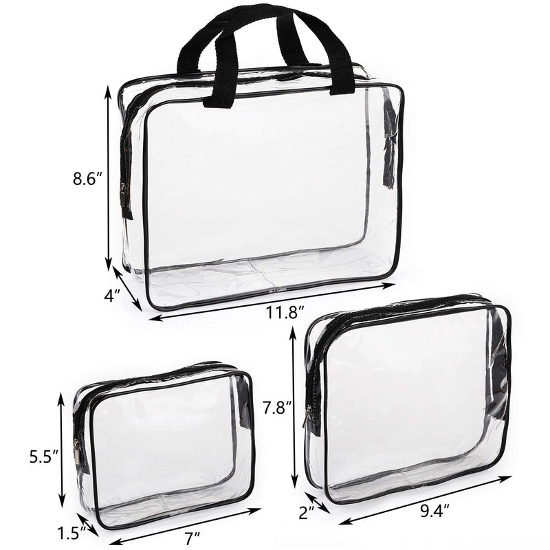 [Australia] - Hedume Set of 9 Clear Makeup Bags, TSA Approved Clear Toiletry Bag Set, Waterproof Clear PVC with Zipper Handle Portable Travel Luggage Pouch 