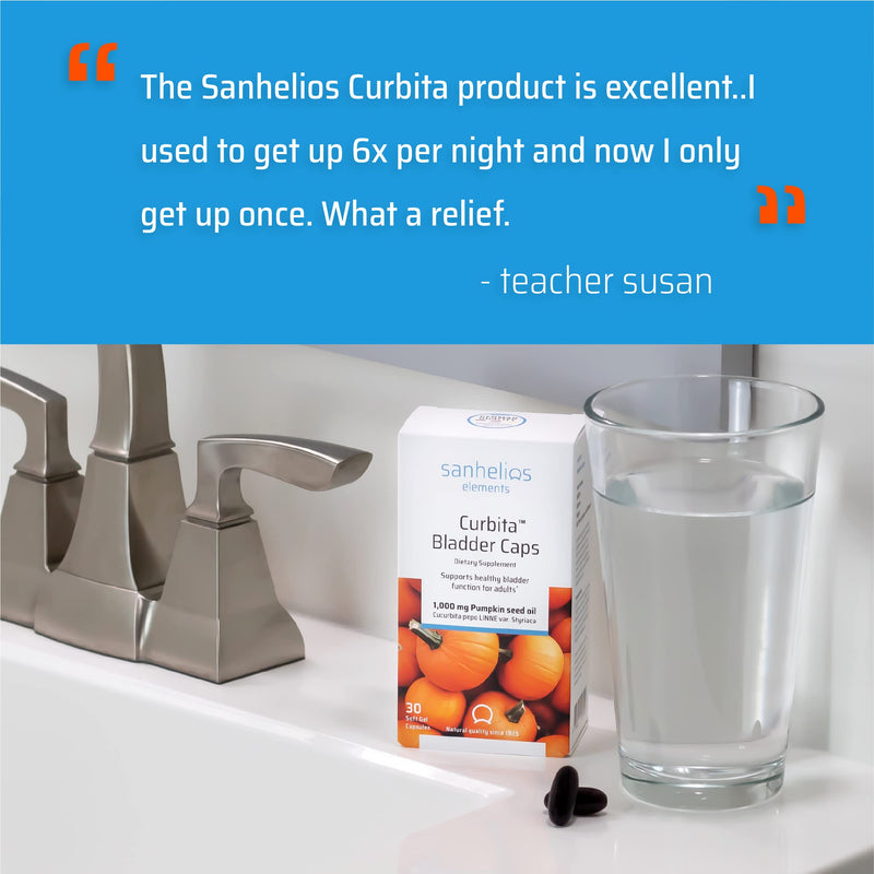 [Australia] - Sanhelios Curbita Bladder Caps Pumpkin Seed Oil 1,000mg - Healthy Bladder Function Support Supplement for Men & Women - Non-GMO, Sugar-Free, Preservative-Free, Gluten-Free - 30 Softgel Capsules 