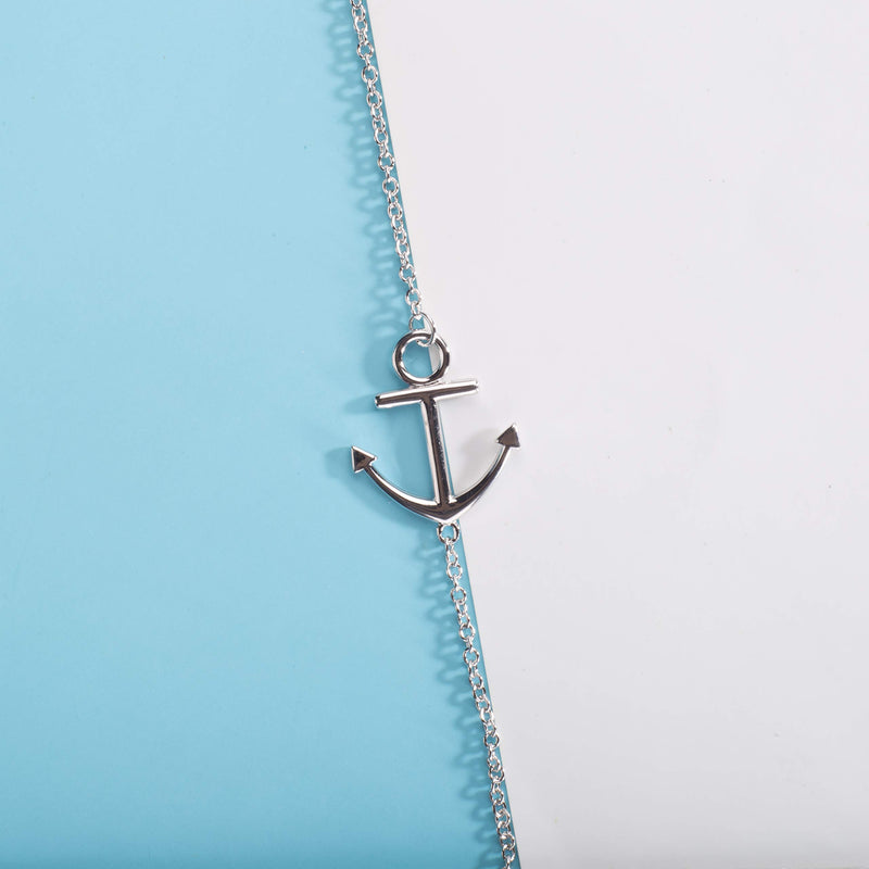 [Australia] - VENSERI S925 Sterling Silver Jewelry Anchor Adjustable Anklet Shall Pearl Beautiful Anchor Bracelet The Strength of Our Anchors Birthday Gift Anklet 10inch 