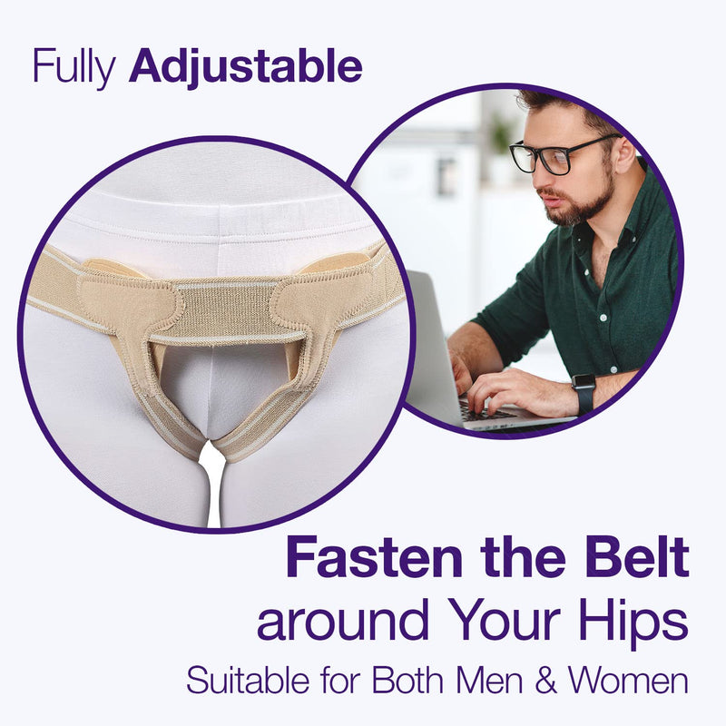[Australia] - Armor Adult Universal Double Inguinal Hernia Support Brace for Relief of Abdominal Pain and Pressure, Pre and Post Surgery for Men and Women, Tan 