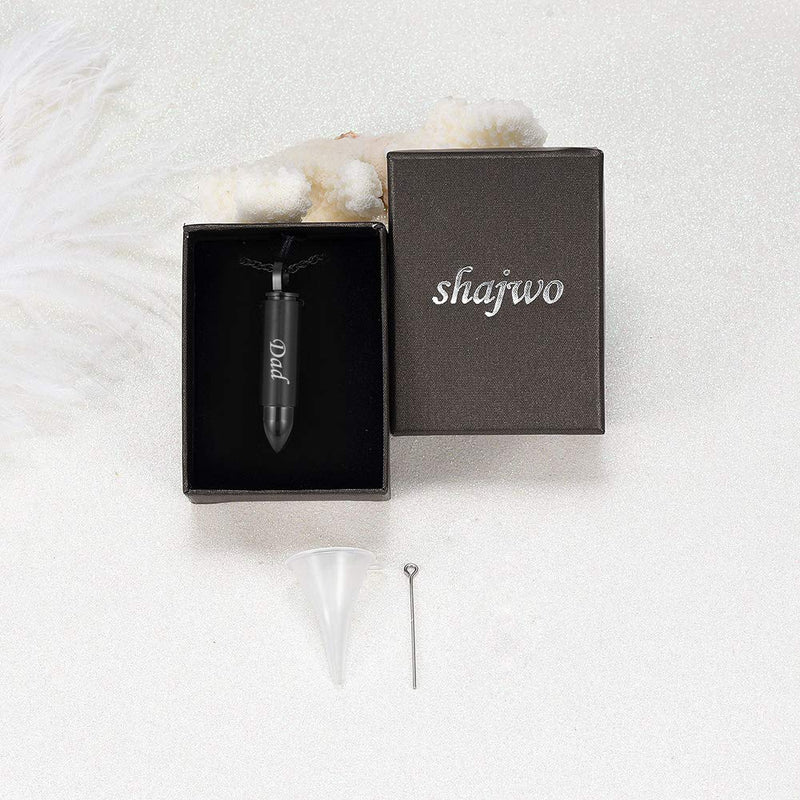 [Australia] - shajwo Cremation Jewelry Bullet Urn Ashes Necklace for Women Men Cylinder Keepsake Memorial Locket Pendant Ash Holder Dad 