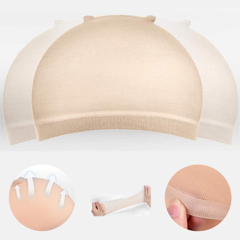 [Australia] - Wig Caps for Lace Front Wig 12 pcs (6 Pack) Beige Nylon Wig Caps for Making Wig Stretchy Stocking Wig Caps for Women 6 Pake-12 Pcs 
