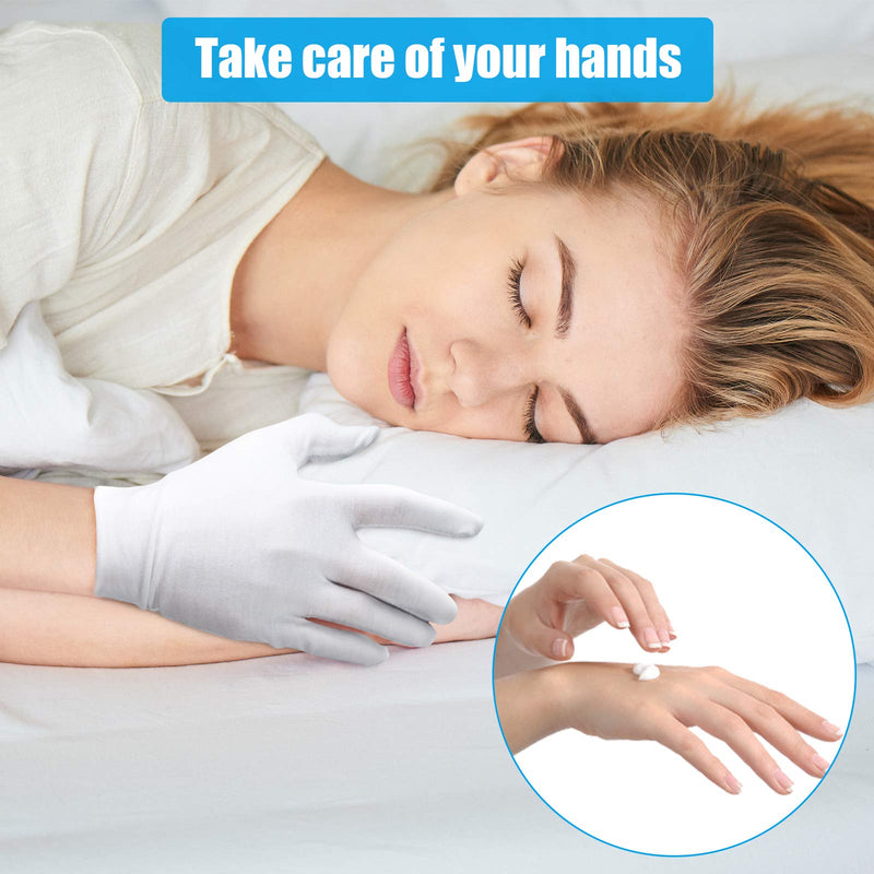 [Australia] - 4 Pair Moisturising Gloves,Cotton Gloves for Eczema & Dry Hands,Stretchable Washable White Gloves(Medium Size) 