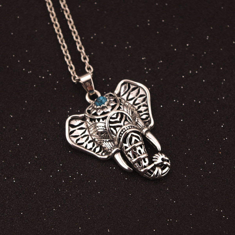 [Australia] - Zealmer Women Vintage Elephant Pendant Necklace silvery 