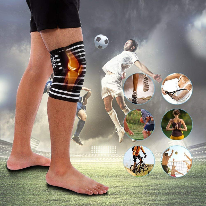 [Australia] - Compression Knee Wrap Bandages Knee Brace Support, Elastic Knee Bandage Sleeve Protector to Prevent Thigh Calf Stiffness, Stabilising Ligaments,Relieve Joint Pain, 1 Pair Knee Straps for Men and Women 