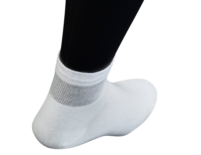 [Australia] - Yomandamor Men's 6 Pairs Combed Cotton Diabetic Ankle Socks with Seamless Toe and Non-Binding Top 10-13 6 Pairs White 