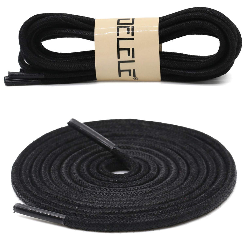 [Australia] - DELELE 2 Pair Super Cotton Round Waxed Shoelaces 1/8"Thick Shoe String Boot Laces for Dress Shoes 23.62"Inch (60CM) 01 Black 